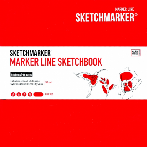 Sketchmarker Скетчбук "Marker Line", 163x163 мм, 48 листов, твердая обложка. цвет: светло-красный