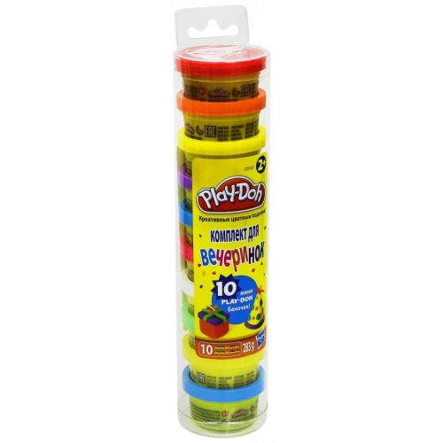 Hasbro Комплект для вечеринок. Набор пластилина Play-Doh, 10 мини-баночек в тубусе