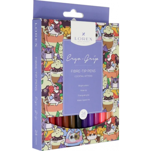 LOREX Фломастеры "Ergo-Grip Cocktail Kittens", 24 цвета