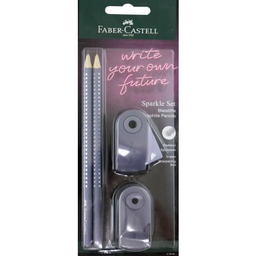 Faber-Castell Карандаши чернографитные "Sparkle", В, бархатный серый, 2 штуки + точилка и ластик