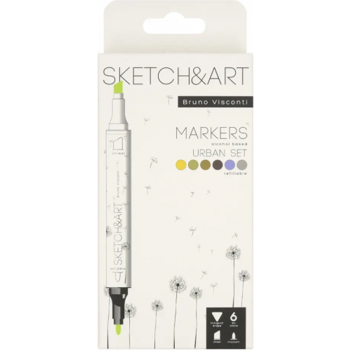 Bruno Visconti Маркеры двухсторонние "Sketch&Art. Архитектура", 3 мм, 6 цветов