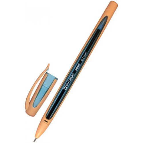 Brauberg Ручка шариковая масляная "Bomb GT Pastel", цвет чернил синий, прорезиненный корпус ассорти, узел 0,7 мм, линия письма 0,35 мм