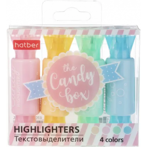 Хатбер Текстовыделители "Candy Pastel", 1-4 мм, 4 цвета