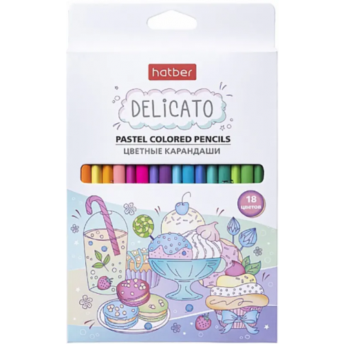 Хатбер Карандаши цветные "Delicato", 18 цветов