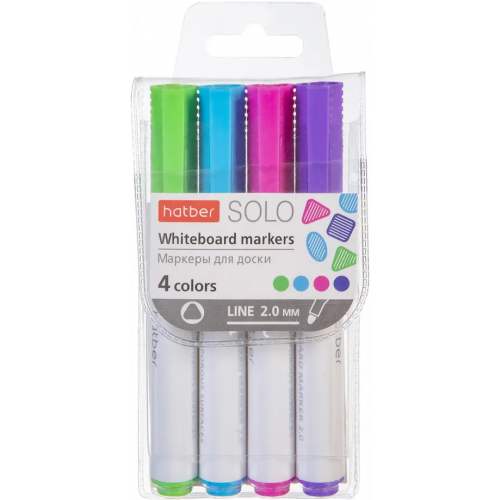 Хатбер Маркеры для магнитно-маркерных досок "Solo Fun colors", 2 мм, 4 цвета