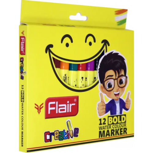Flair Фломастеры утолщенные "Creative", смываемые, 12 цветов