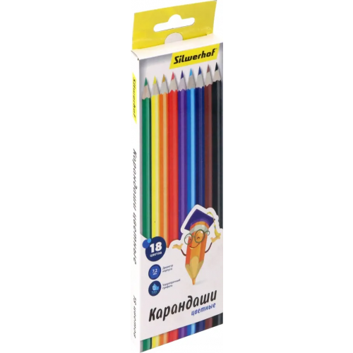 Silwerhof Карандаши цветные "Народная коллекция", шестигранные, 18 цветов