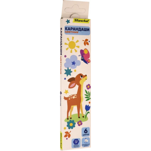 Silwerhof Карандаши цветные "Веселые друзья", шестигранные, 6 цветов