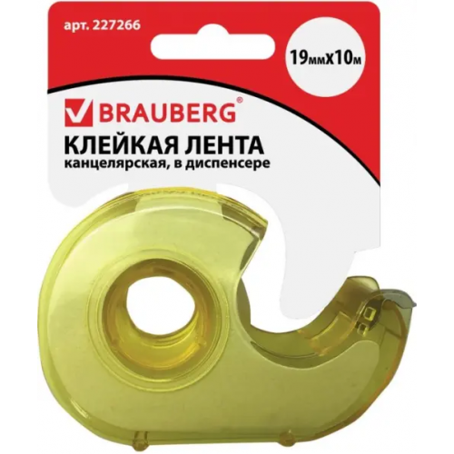 Клейкая лента "Brauberg", 19 мм х 10 м, цвет лимонный