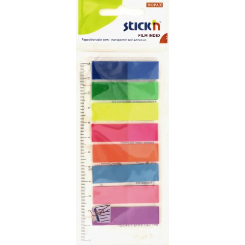 Stickn Закладки самоклеящиеся, пластиковые 25 листов, 12x45 мм, 8 цветов