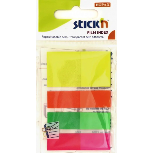 Stickn Закладки самоклеящиеся, пластиковые (25 листов, 25x45, 12x45 мм, 4 цвета)
