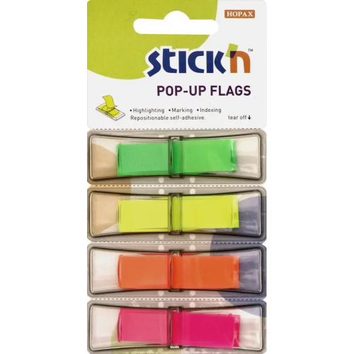 Stickn Закладки самоклеящиеся, пластиковые (40 листов, 25x45 мм, 4 цвета, Z-сложение)
