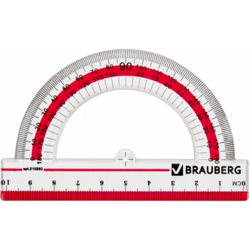 Brauberg Транспортир "Сrystal", 180°/10 см, прозрачный