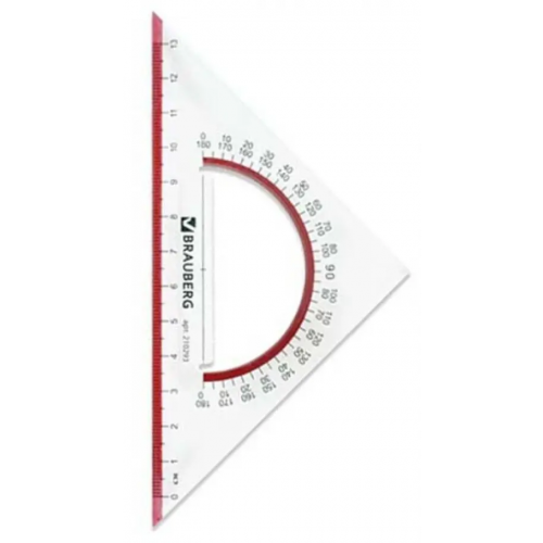 Brauberg Треугольник "Сrystal", с транспортиром, 45°, 13 см