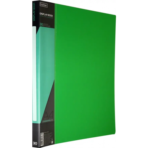 Хатбер Папка с вкладышами, пластиковая, 30 вкладышей STANDARDLlINE DISPLAY BOOK, зеленая (30AV4_00107)