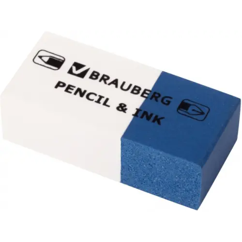 Brauberg Ластик PENCIL & INK, бело-синий