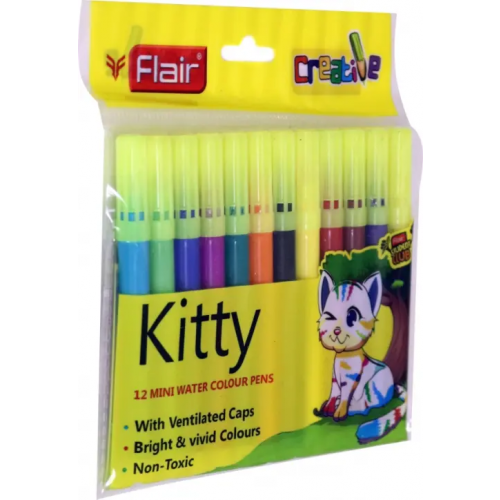 Flair Фломастеры CREATIVE Kitty, 12 цветов, мини, смываемые