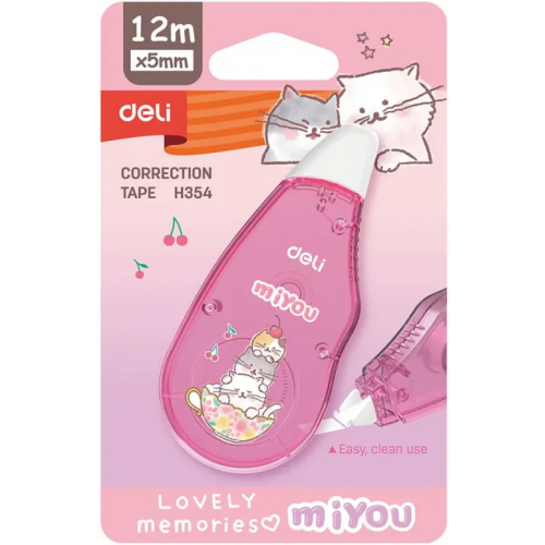 Deli Лента корректирующая 12мх5мм ассорти блистер MiYou EH354