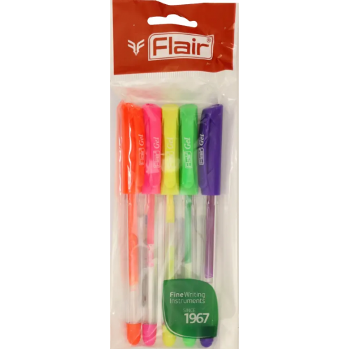 Flair Набор ручек гел 5цв TRENDY NEON неон
