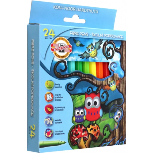 Koh-I-Noor Фломастеры смываемые. Owls, 24 цвета