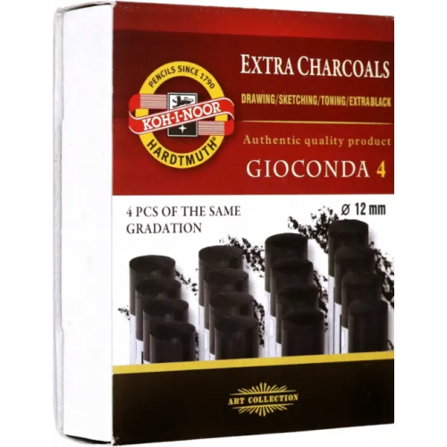 Koh-I-Noor Уголь художественный черный мягкий Gioconda 8694, HB, 4 штуки