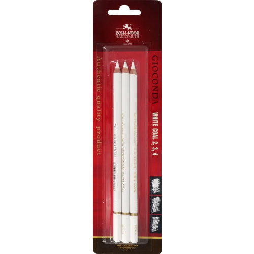 Koh-I-Noor Уголь художественный белый в карандаше Gioconda Extra 8812, B-H, 3 штуки