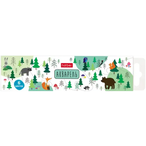 Хатбер Краски акварельные медовые Deep Forest, 6 цветов, без кисти