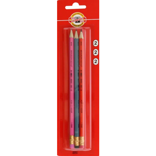 Koh-I-Noor Карандаши чернографитные 1380 с ластиком, HB, 3 штуки