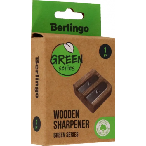 Berlingo Точилка деревянная Green Series, 2 отверстия