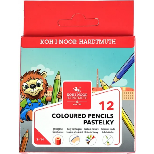 Koh-I-Noor Карандаши цветные короткие Lion 3522, 12 цветов