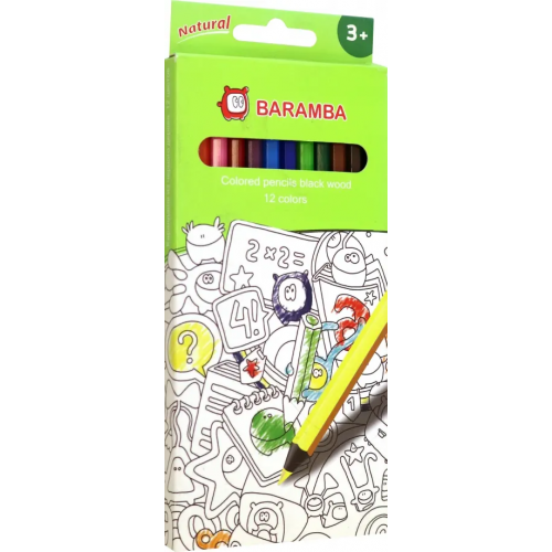 BARAMBA Карандаши 12 цветов из черного дерева