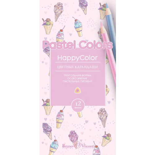 Bruno Visconti Карандаши цветные HappyColor, 12 пастельных цветов