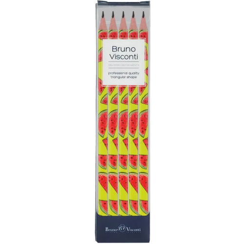 Bruno Visconti Набор из 5 чернографитовых карандашей Happy Graphix. Арбуз, НВ