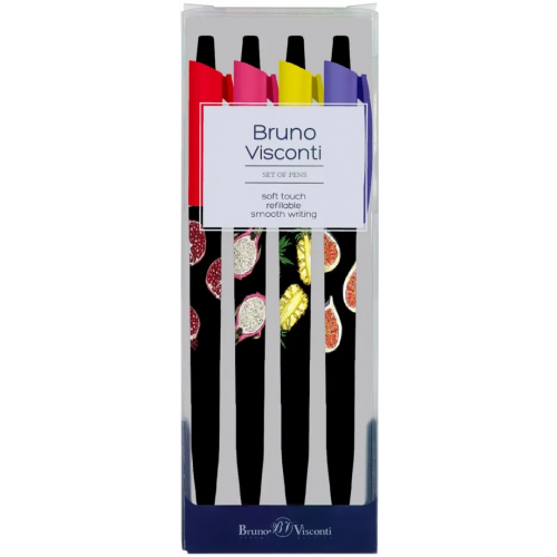 Bruno Visconti Набор из 4 шариковых ручек HappyClick. Fresh & Fruity, 0.5 мм, синий