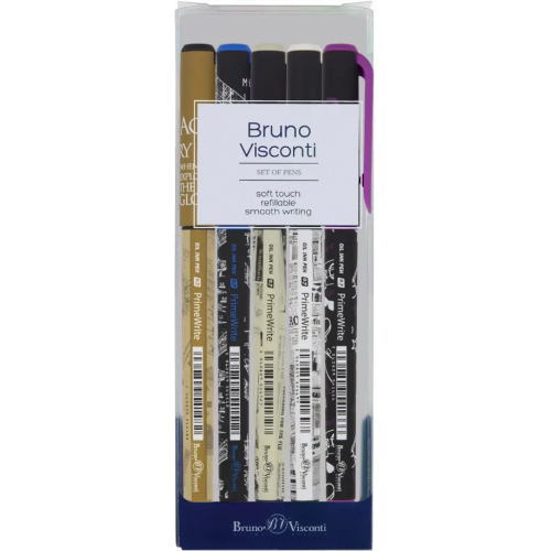 Bruno Visconti Набор из 4 синих масляных ручек PrimeWrite. Mix One, 0.7 мм