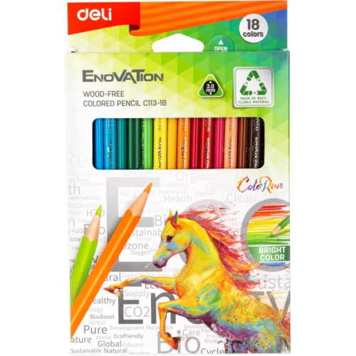 Deli Карандаши цветные Enovation, 18 цветов
