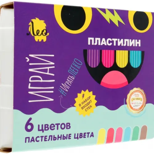 Лео Пластилин классический Играй, 6 пастельных цветов