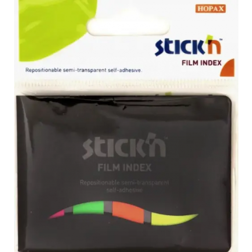 Stickn Закладки самоклеящиеся, пластиковые 25 листов, 25x45 мм, 12x45 мм, 4 цвета
