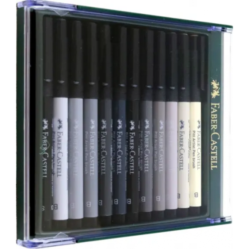 Faber-Castell Ручки капиллярные Brush Grey tones, 12 цветов