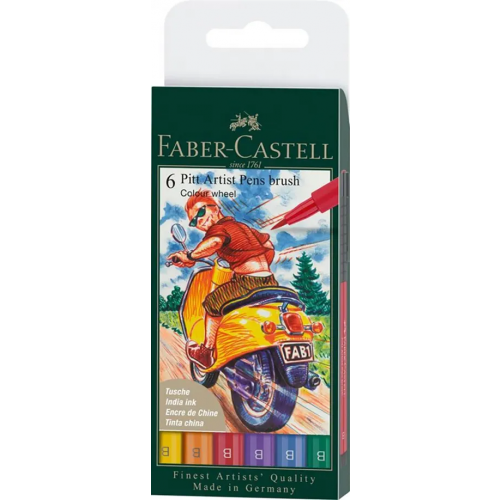 Faber-Castell Ручки капиллярные Brush Col.wheel, 6 цветов
