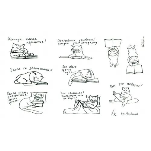 Крафтовая литература Стикерпак. Читающие котики