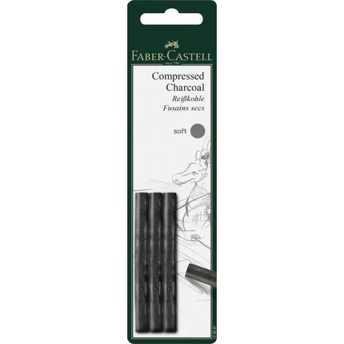 Faber-Castell Уголь пресованный Pitt Monochrome, soft, 3 штуки