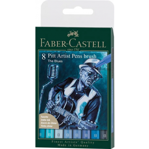 Faber-Castell Ручки капиллярные Brush Blues, 8 штук