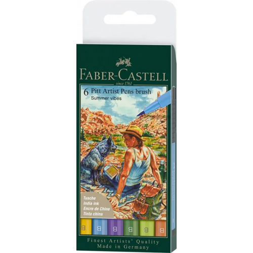 Faber-Castell Ручки капиллярные Brush Summer, 6 цветов