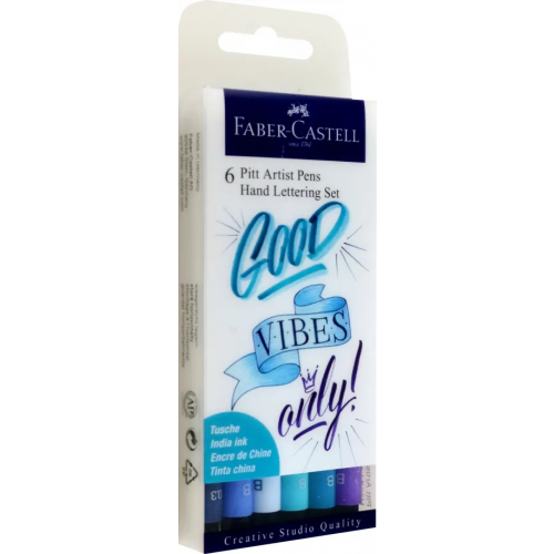 Faber-Castell Ручки капиллярные Lettering Blue, 6 штук