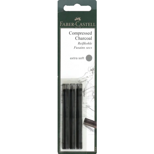 Faber-Castell Уголь пресованный Pitt Monochrome, extra soft, 3 штуки