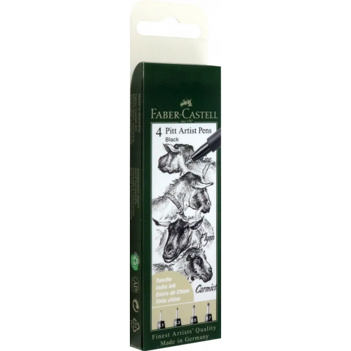 Faber-Castell Ручки капиллярные Pitt Artist, чернные, 4 штуки