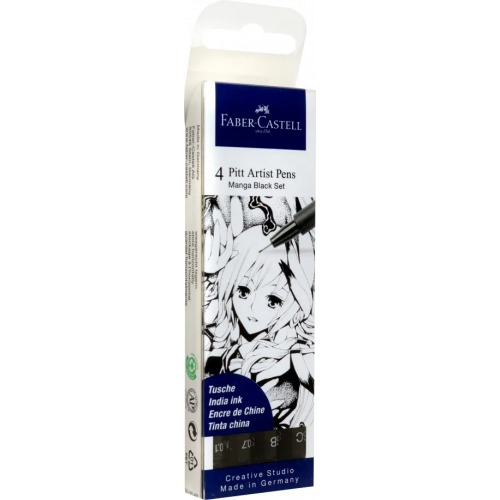 Faber-Castell Ручки капиллярные Manga, черные, 4 штуки