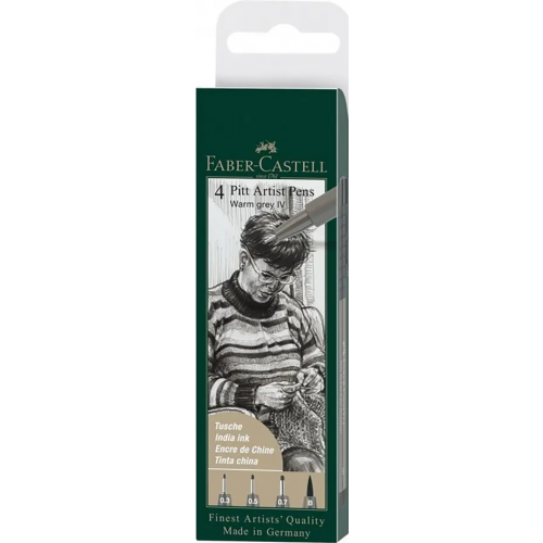 Faber-Castell Ручки капиллярные Pitt Artist, теплый черный, 4 штуки