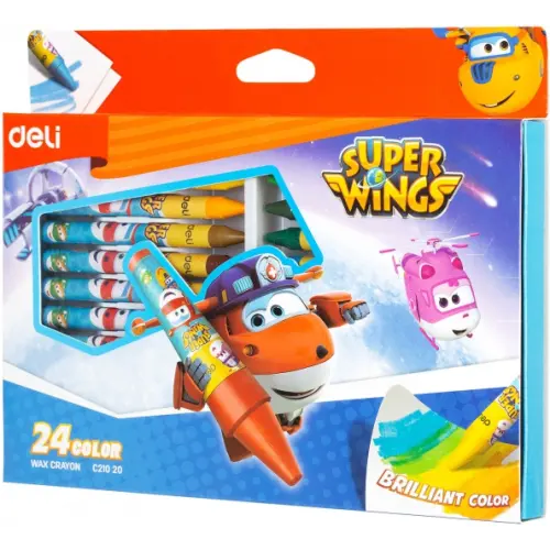 Deli Мелки восковые Super Wings, 24 цвета